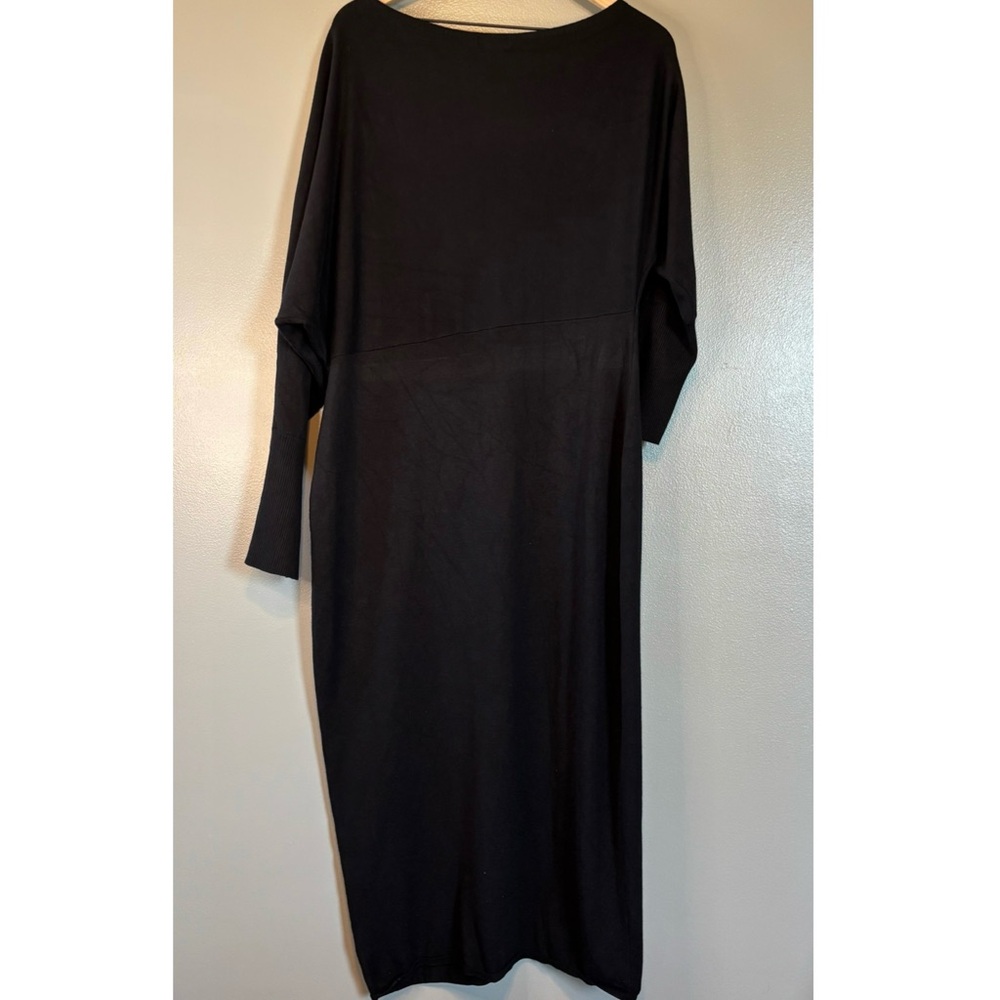 Karen Millen XL Asymmetrical Off Shoulder Knit Midi Dress Black - Picture 6 of 8